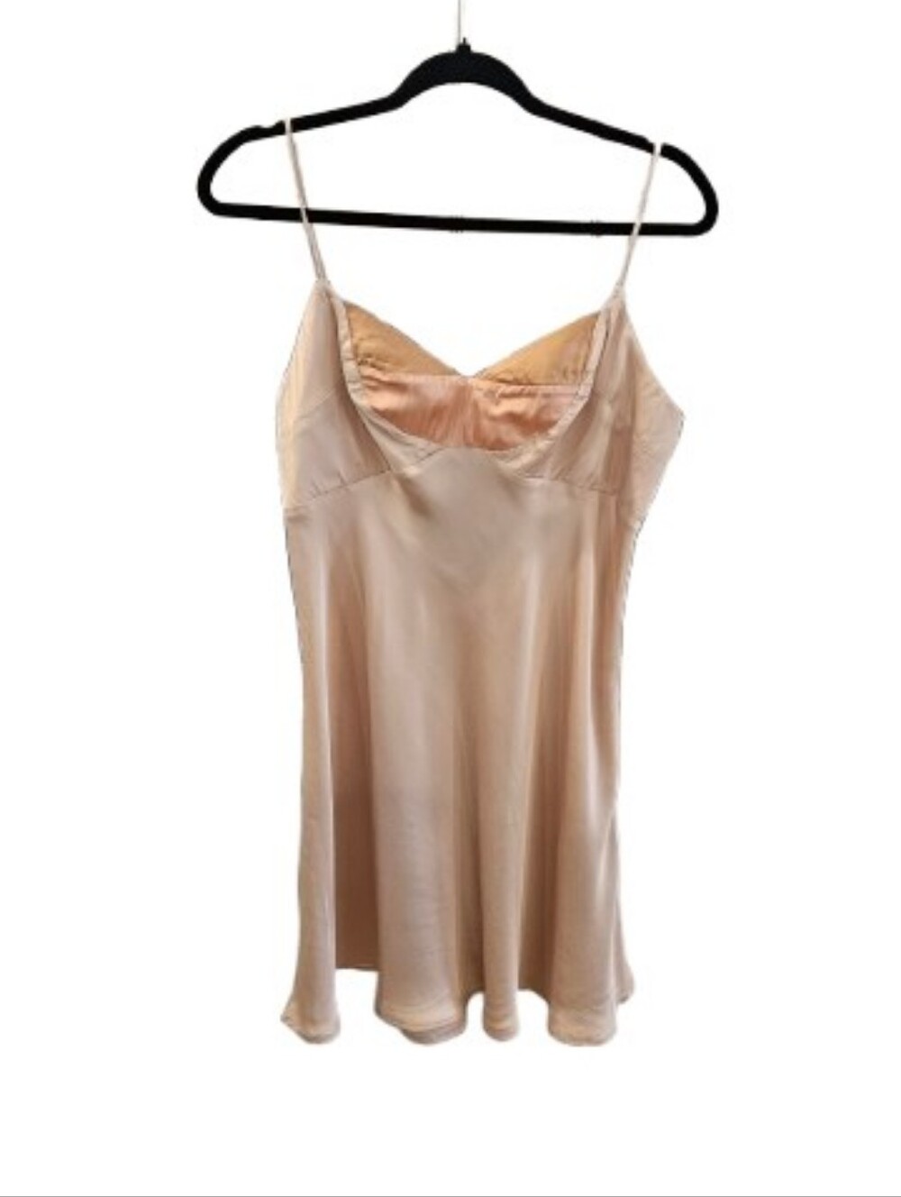 NWT Champagne Satin Slip Dress Medium Colorblock Open Back Coquette Mini Dress - Picture 2 of 9